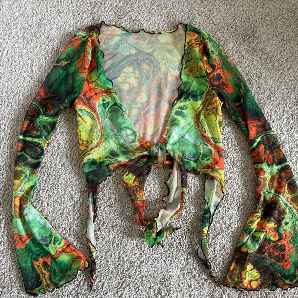 SHEIN Multicolor Tie-Dye Crop Top